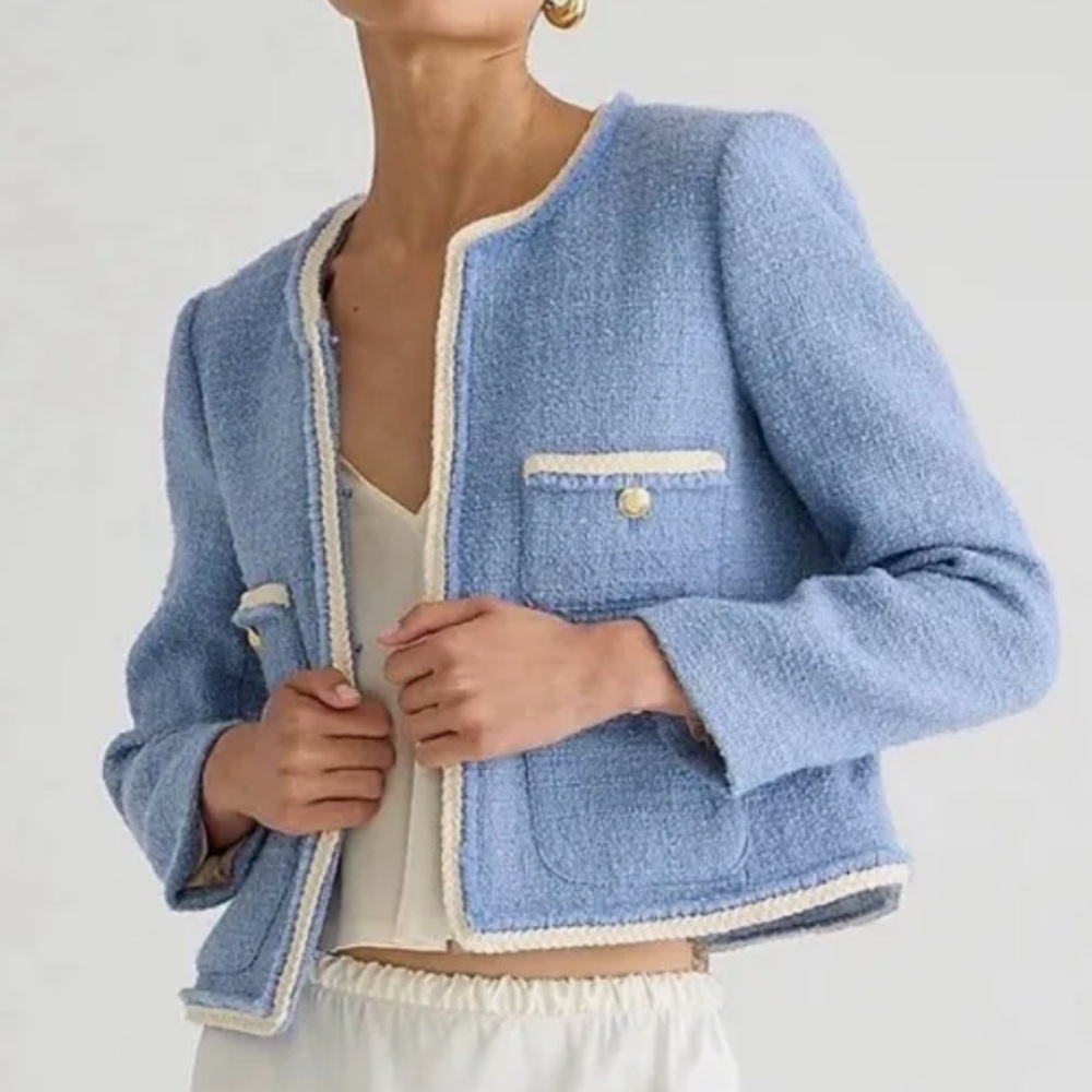 J. Crew Frances Lady Jacket blue tweed